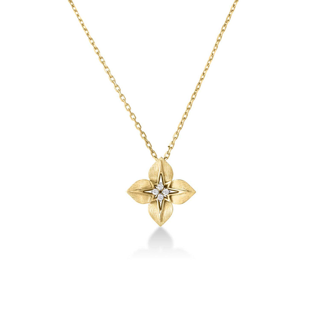 Roberto Coin 18k Yellow Gold Aurora Diamond Flower Pendant