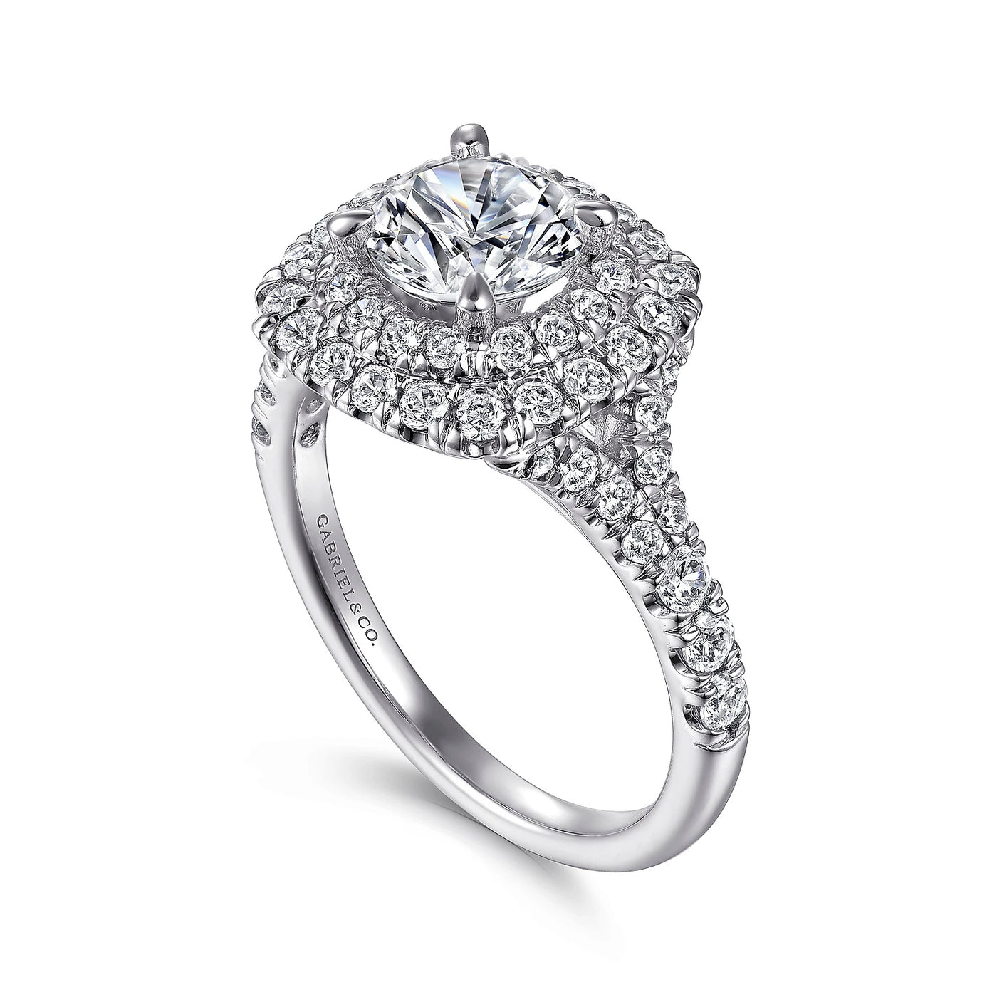 Gabriel & Co. 14k White Gold Cushion Double Halo Diamond Semi-Mount Engagement Ring – ER10754W44JJ.CSCZ