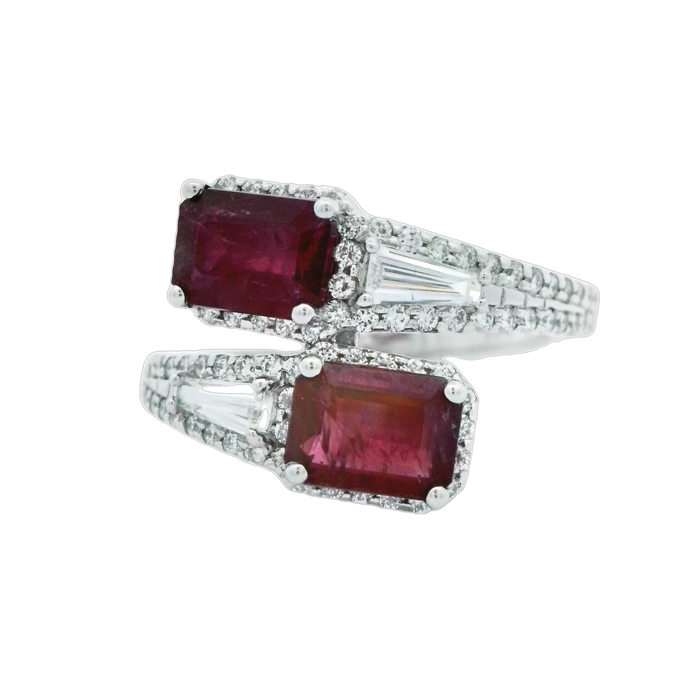 14k White Gold Ruby Diamond Fashion Ring