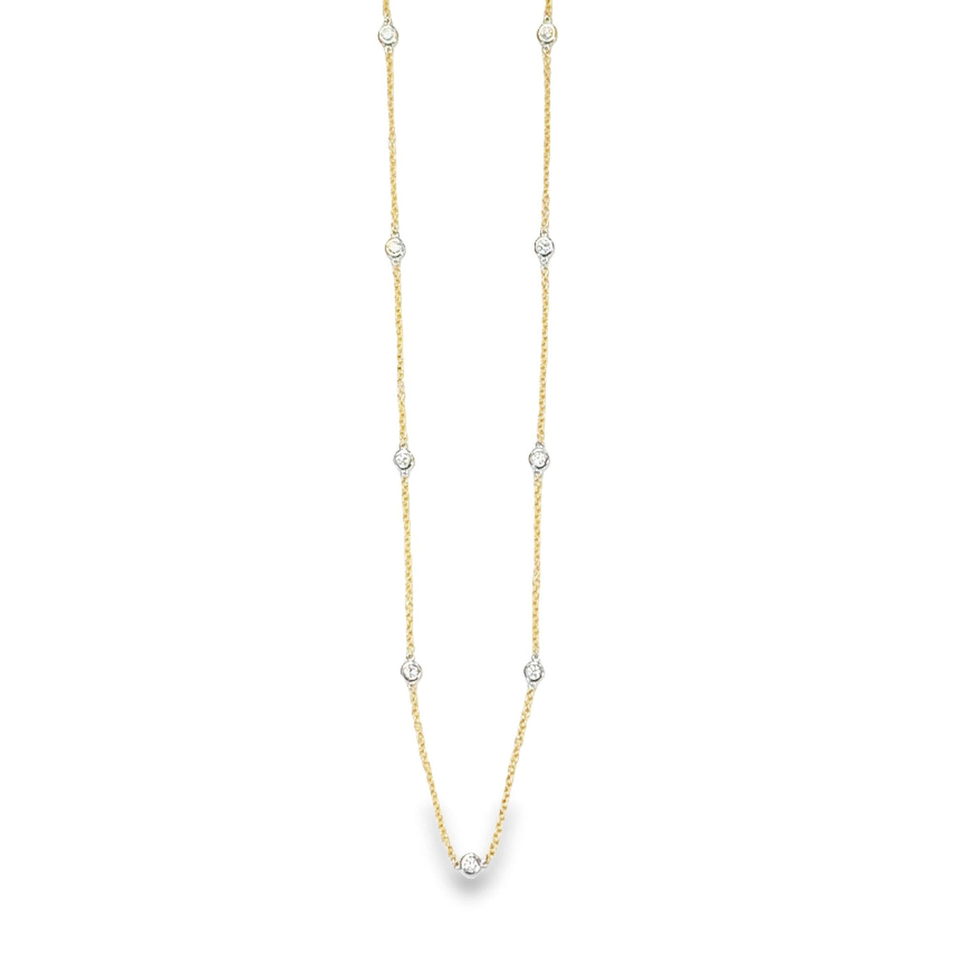 DA Gold 14k White & Yellow Gold Diamond Station Necklace,18" – N8301/YW/18"