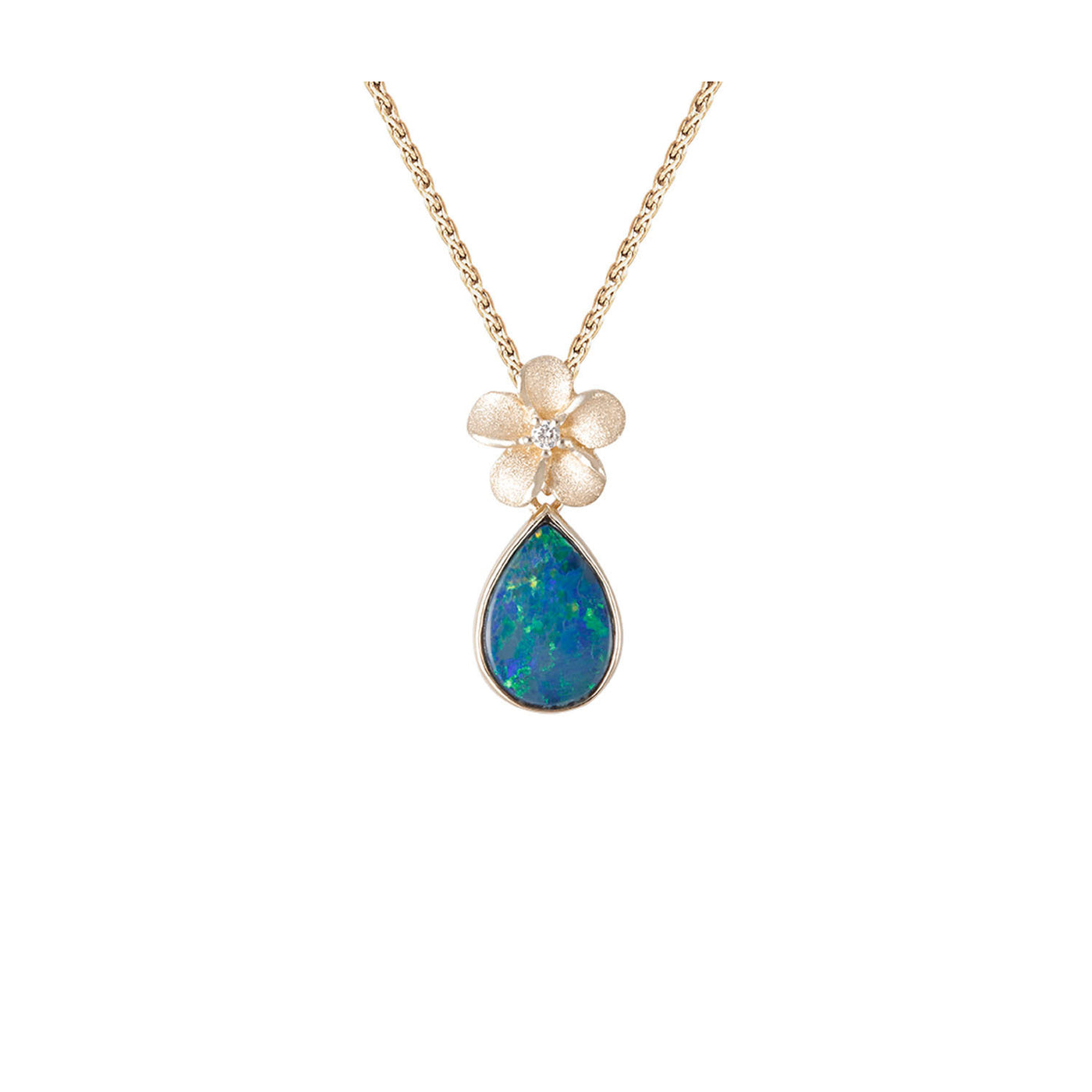Denny Wong Designs 14k Yellow Gold Doublet Opal and Diamond Drop Pendant – TM-P142-08