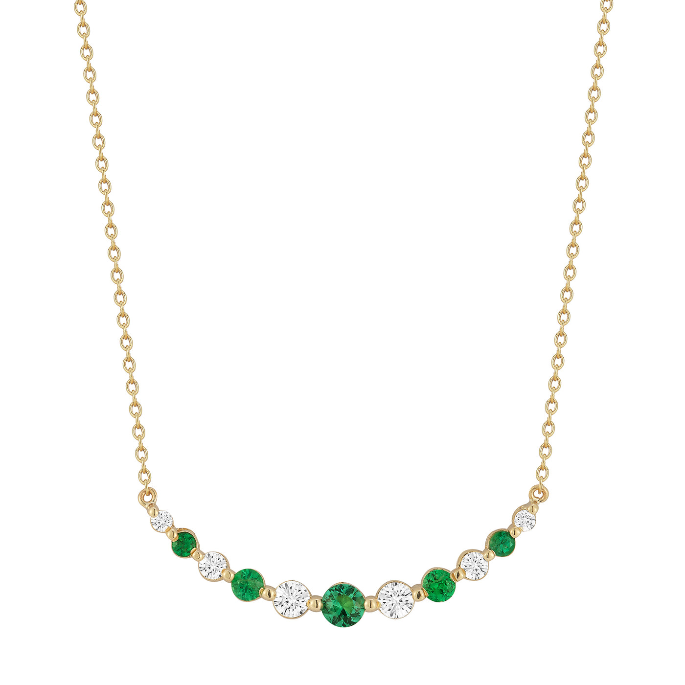 DA Gold 14k Yellow Gold Emerald and Diamond Bar Necklace – N3101/YED