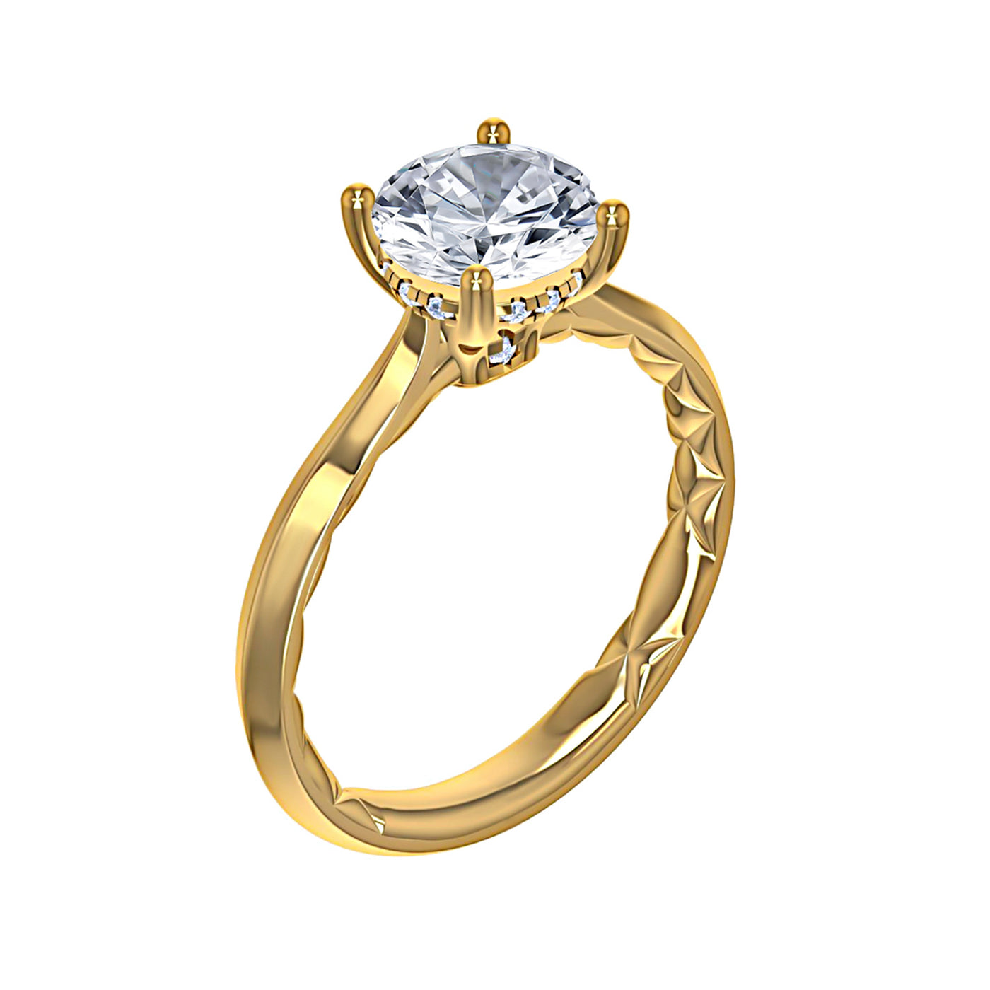 A.Jaffe 14k Yellow Gold Round Hidden Halo Diamond Semi-Mount Engagement Ring – ME2211Q/156