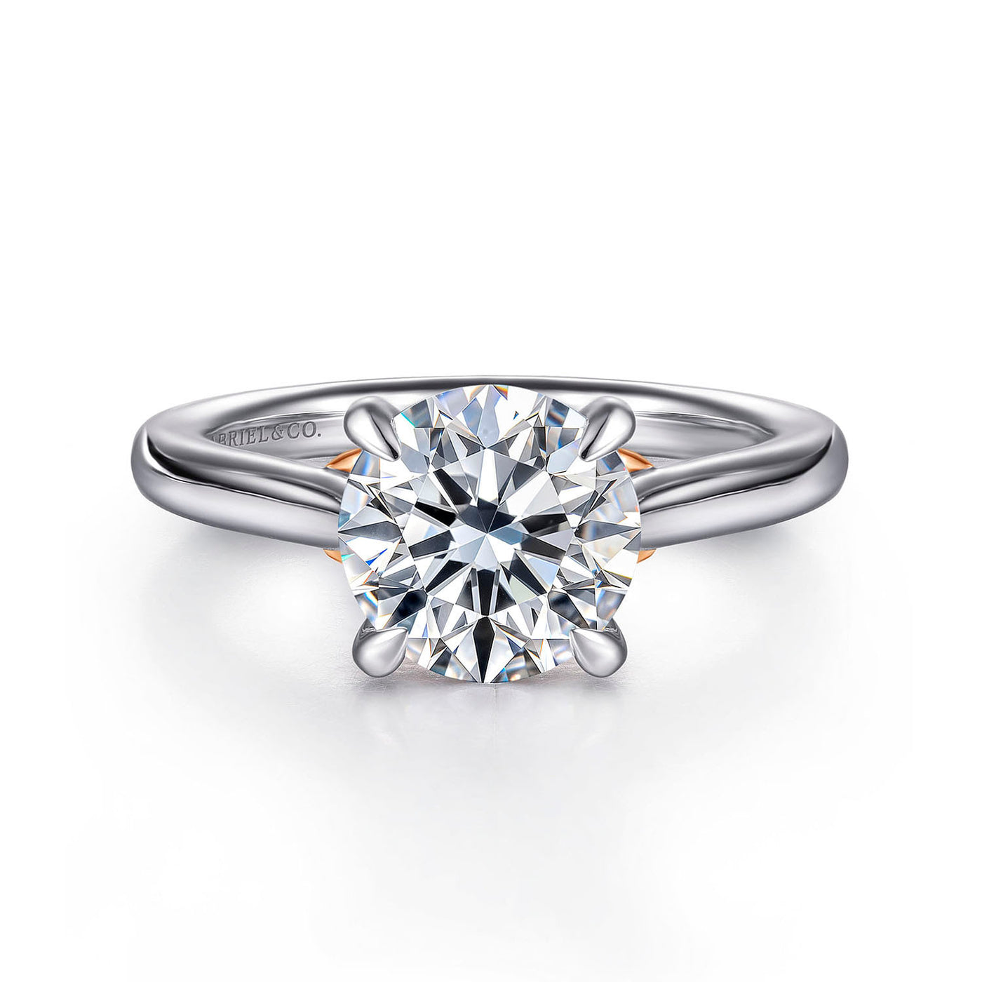 Gabriel & Co. 14k White & Rose Gold Solitaire Round Diamond Semi-Mount Ring – ER16713R8T4JJJ.CSCZ