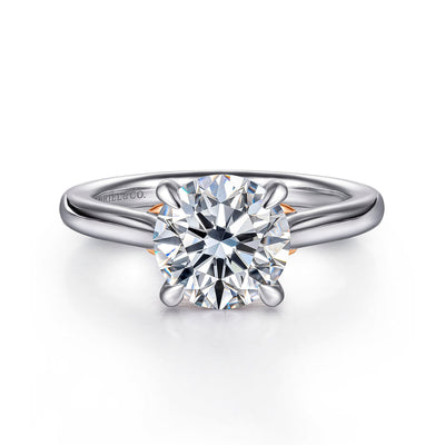 Gabriel & Co. 14k White & Rose Gold Solitaire Round Diamond Semi-Mount Ring – ER16713R8T4JJJ.CSCZ
