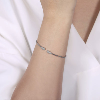 Gabriel & Co. 14k White Gold Beaded Diamond Bangle Bracelet – BG4230-62W45JJ
