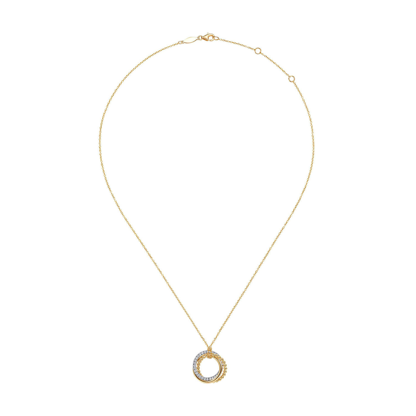 Gabriel & Co. 14k White & Yellow Gold Interlocking Circles Diamond Necklace – NK6360M45JJ