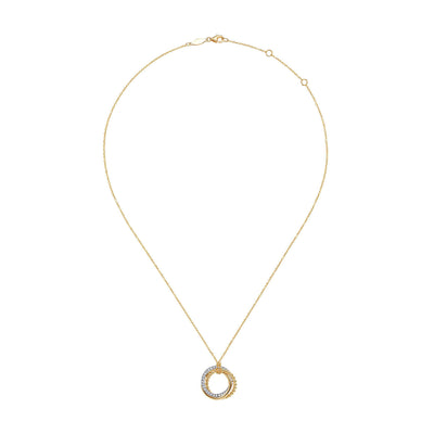 Gabriel & Co. 14k White & Yellow Gold Interlocking Circles Diamond Necklace – NK6360M45JJ