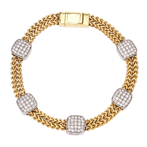 DA Gold 14k White & Yellow Gold Fancy Link Diamond Bracelet – B6685