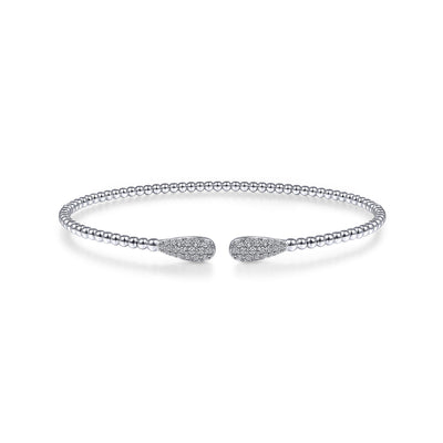 Gabriel & Co. 14k White Gold Beaded Diamond Bangle Bracelet – BG4230-62W45JJ
