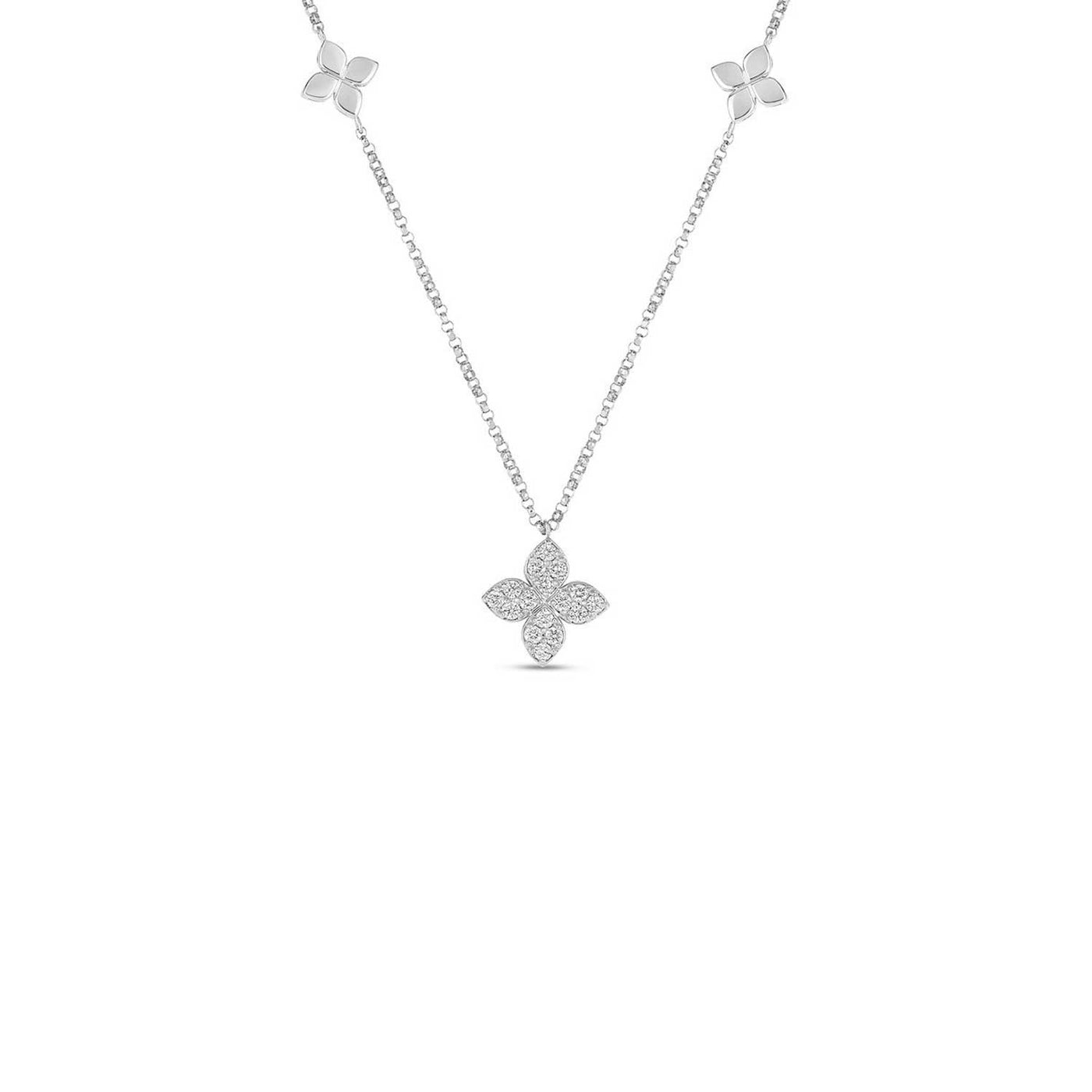 Roberto Coin 18k Yellow Gold Diamond Flower Necklace – 7773639AW17X