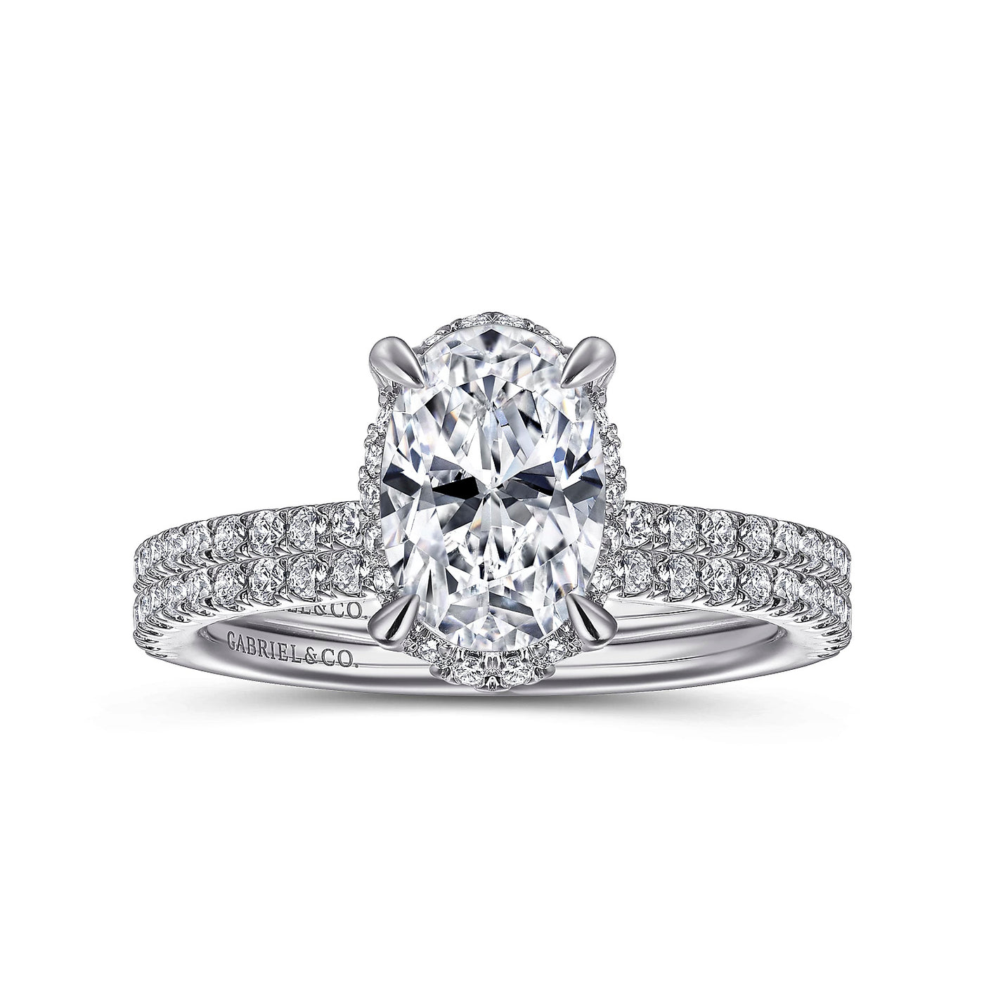 Gabriel & Co. 14k White Gold Oval Hidden Halo Diamond Semi-Mount Engagement Ring – ER14719O6W44JJ.CSCZ