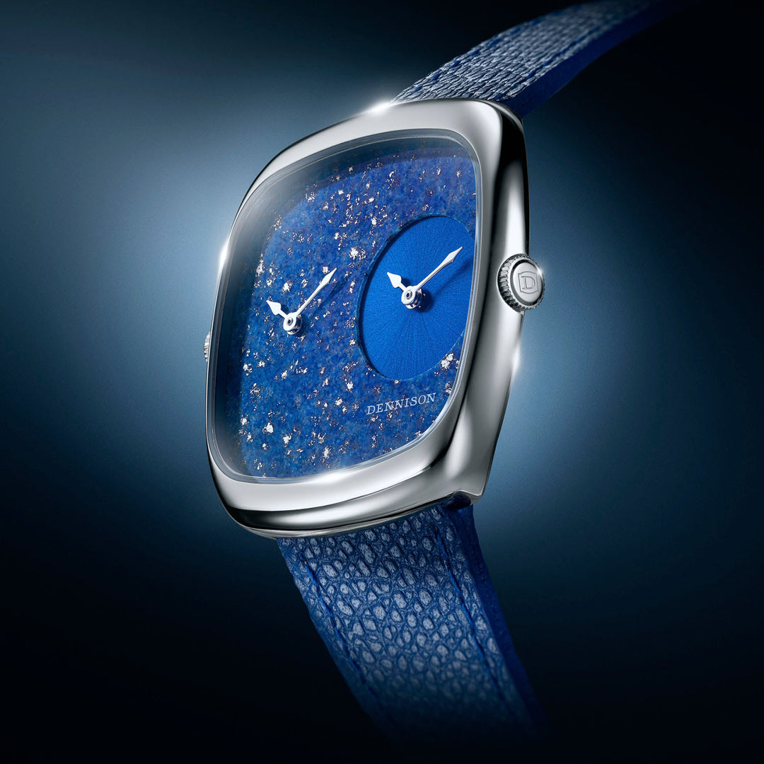 Dennison ALD Dual Time Lapis & Blue Sunray with Silver Tone Quartz