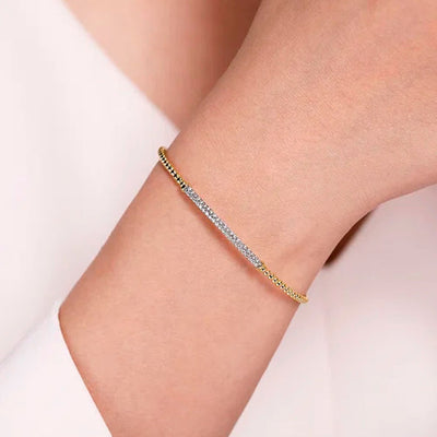 Gabriel & Co. 14k Yellow Gold Beaded Diamond Bangle Bracelet – BG4262-62Y45JJ