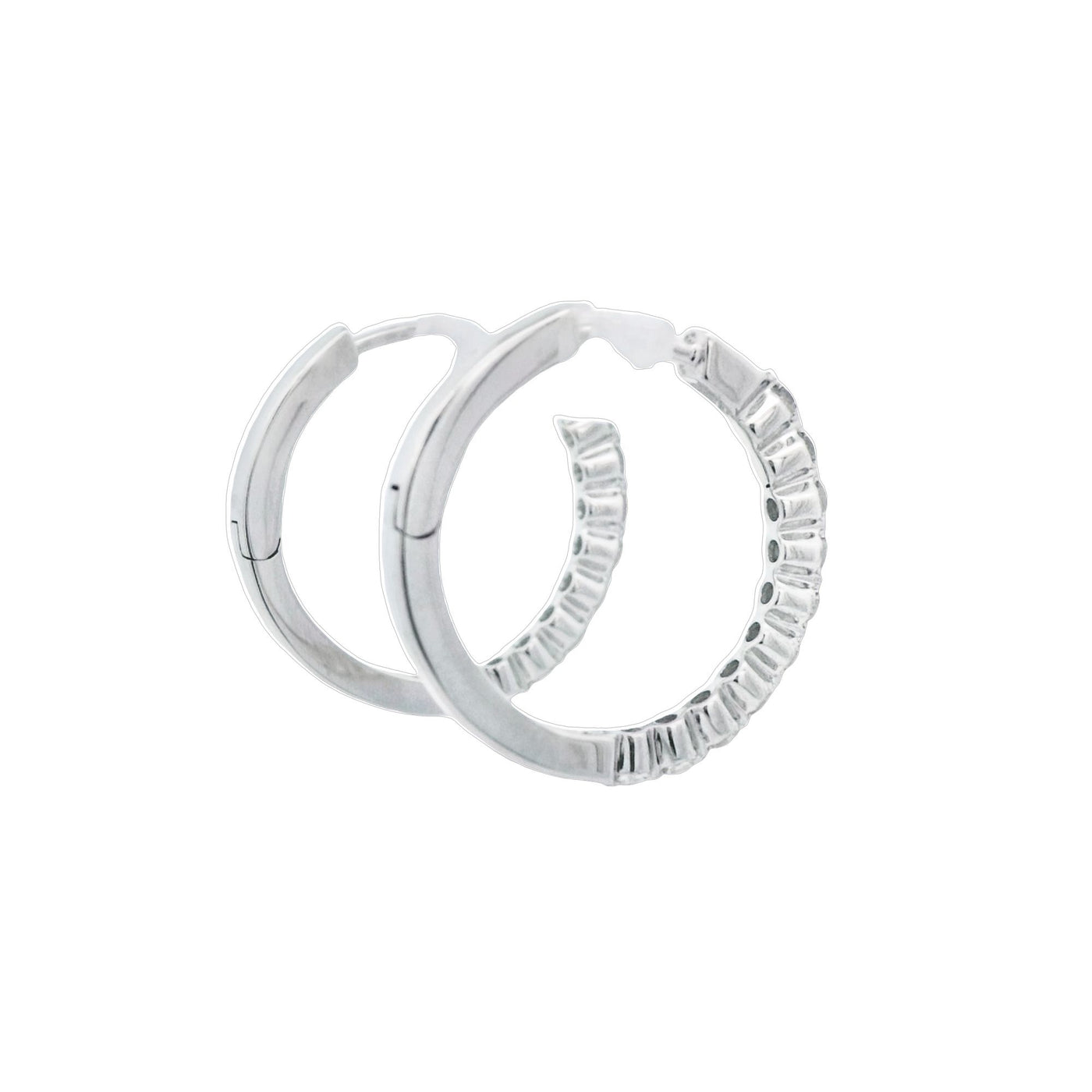 GBC 14k White Gold Round Diamond Hoop Earrings – 24203341
