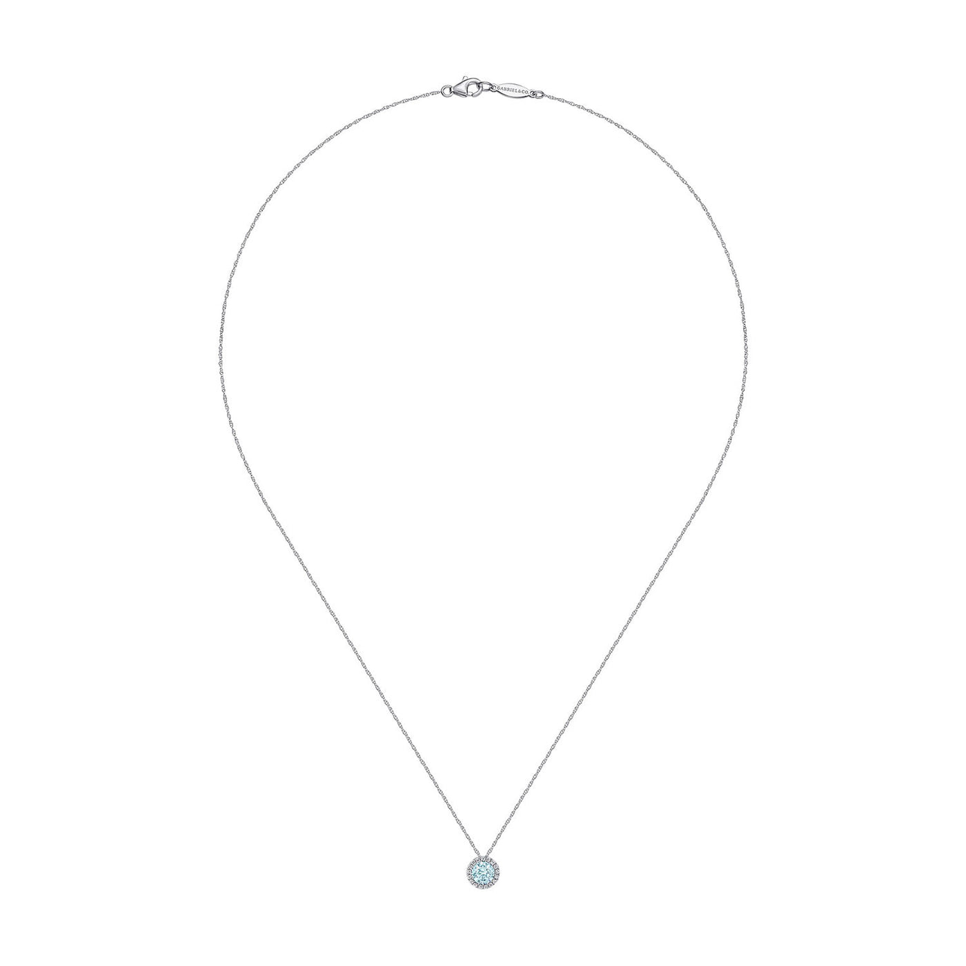 Gabriel & Co. 14k White Gold Lusso Color Aquamarine and Diamond Halo Pendant – NK2824W45AQ