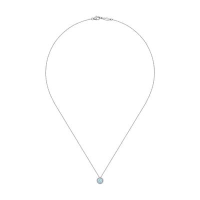 Gabriel & Co. 14k White Gold Lusso Color Aquamarine and Diamond Halo Pendant – NK2824W45AQ