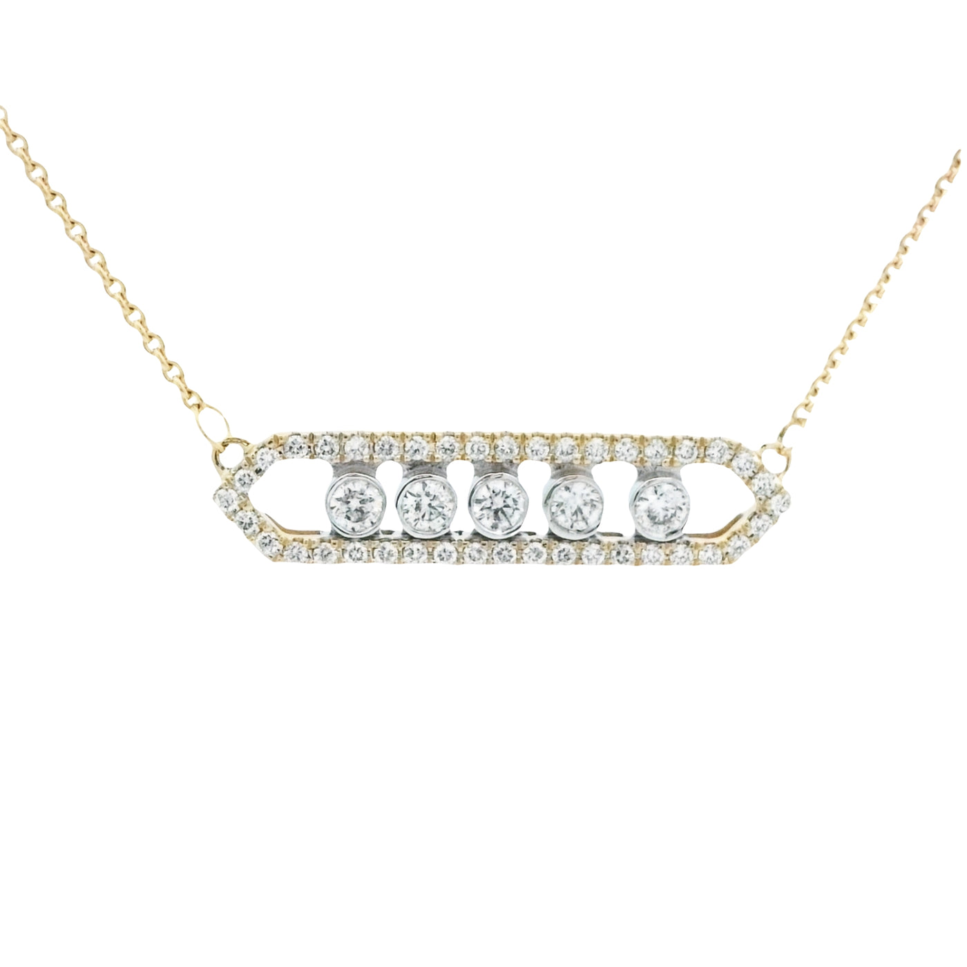 Heera Moti 14k Yellow Gold Floating Diamond Bar Pendant Necklace – NDD1445-301