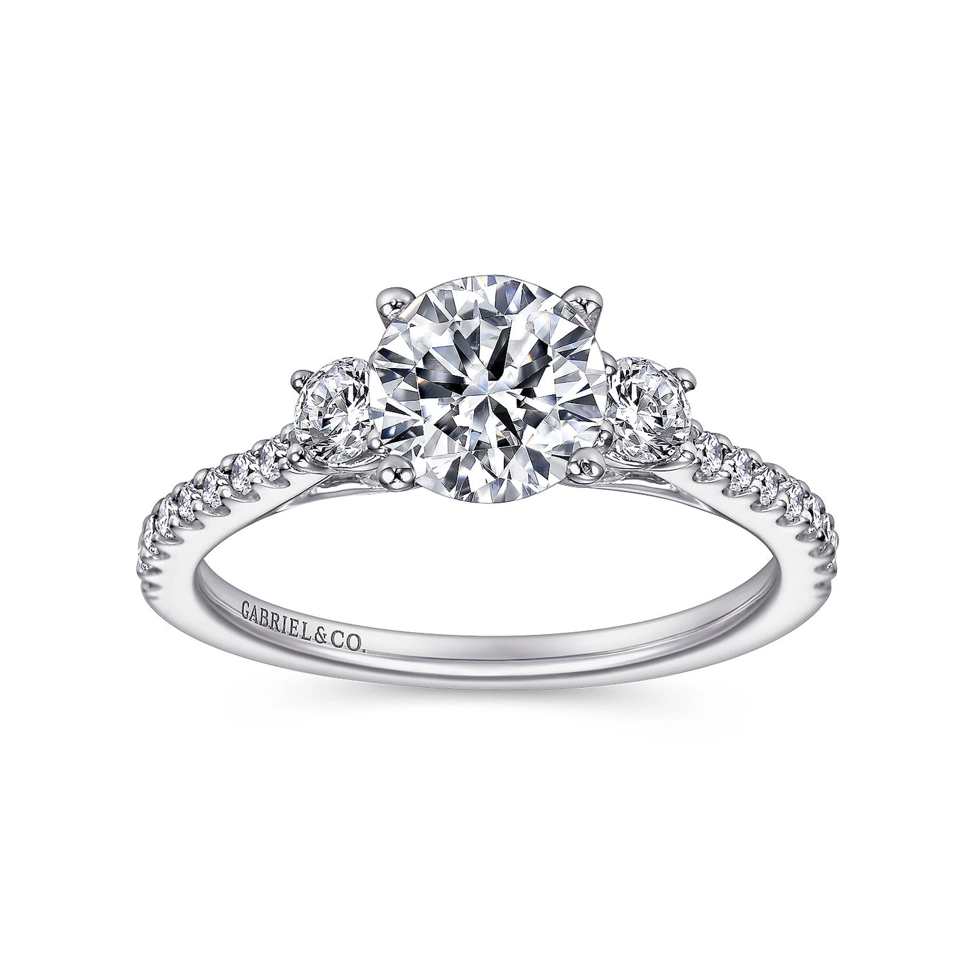 Gabriel & Co. 14k White Gold Three Stone Diamond Semi-Mount Engagement Ring – ER7296W44JJ.CSCZ