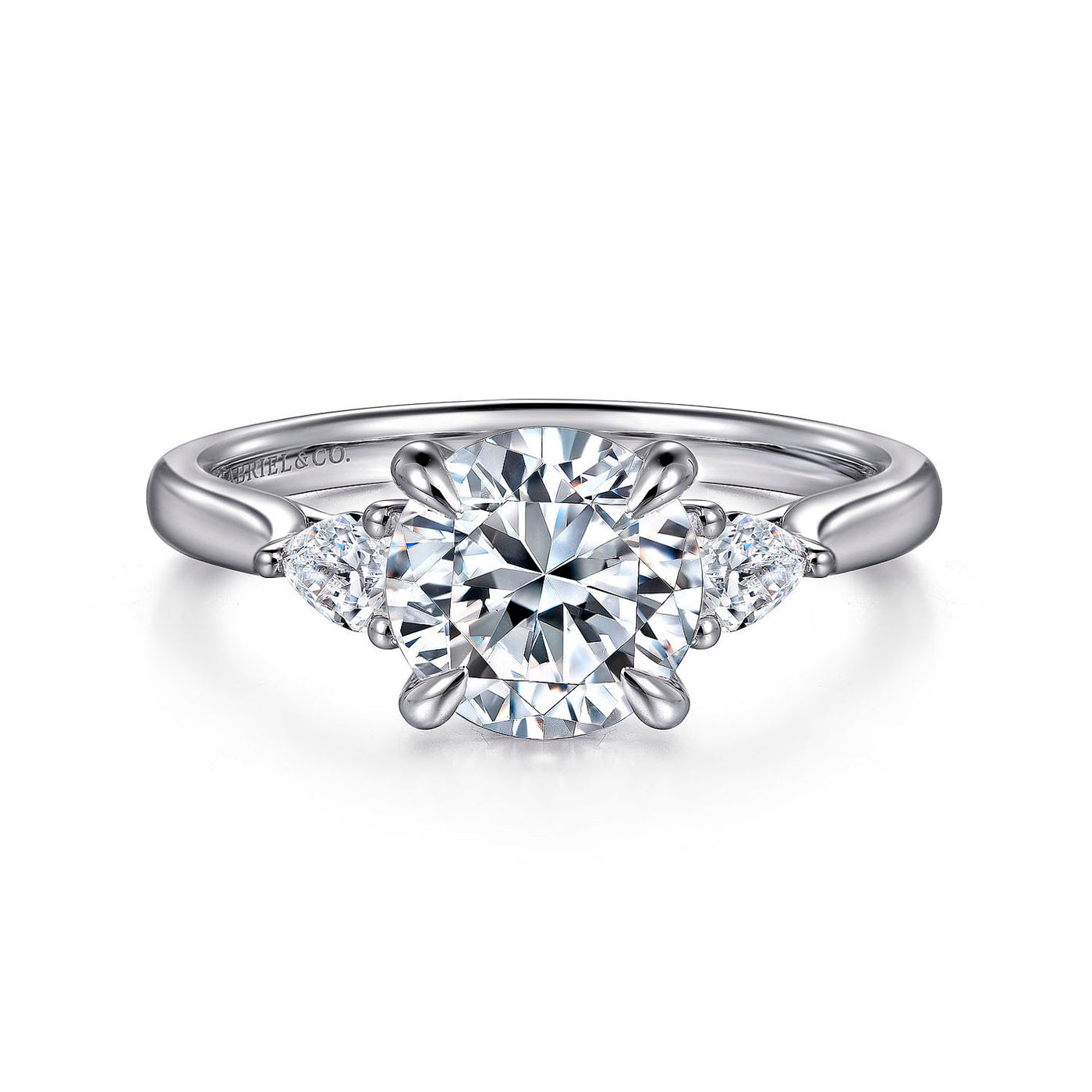 Gabriel & Co. 14k White Gold Three Stone Round Diamond Semi-Mount Engagement Ring – ER16402R6W44JJ.CSCZ