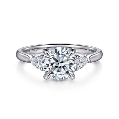 Gabriel & Co. 14k White Gold Three Stone Round Diamond Semi-Mount Engagement Ring – ER16402R6W44JJ.CSCZ