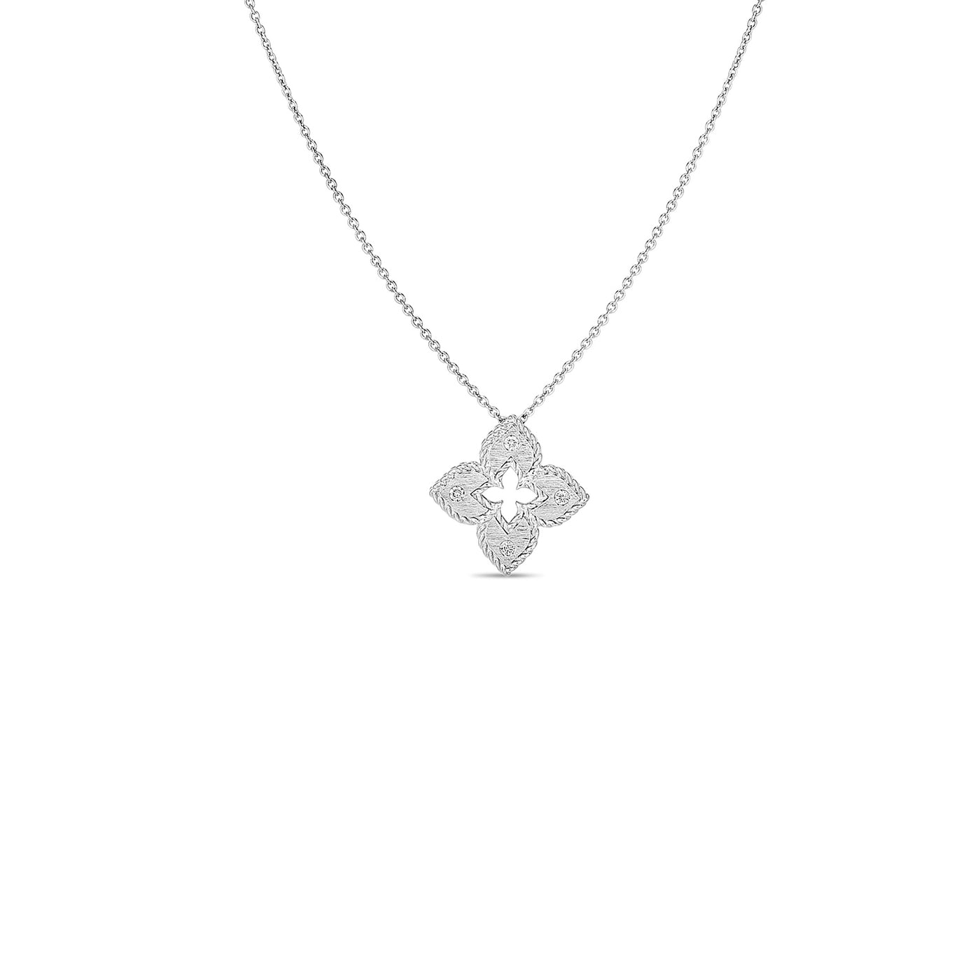 Roberto Coin 18k White Gold Venetian Princess Diamond Pendant Necklace – 7772985AWCHX