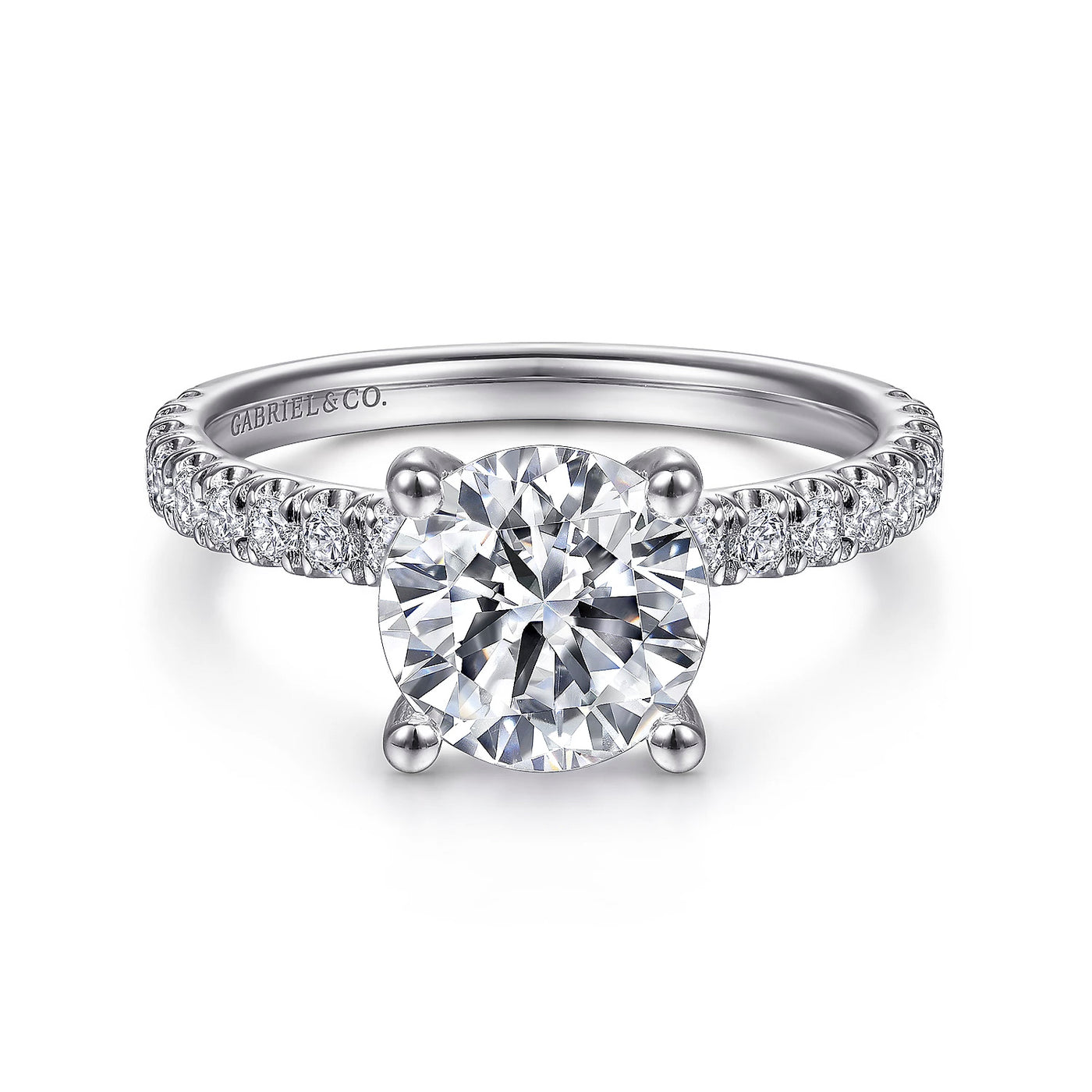 Gabriel & Co. 14k White Gold Round Solitaire Diamond Semi-Mount Engagement Ring – ER13904R8W44JJ.CSCZ