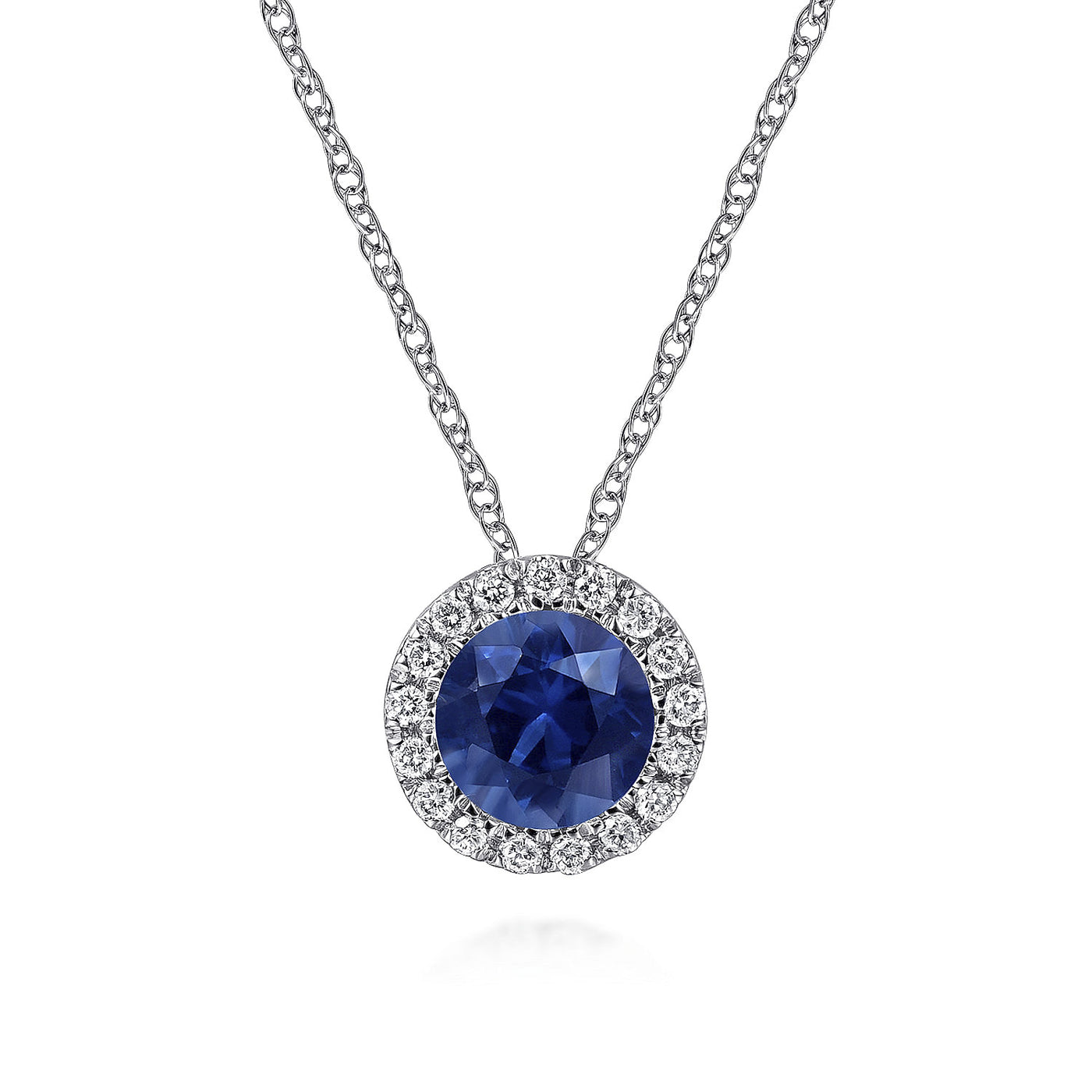 Gabriel & Co. 14k White Gold Sapphire and Diamonds Necklace – NK2824W45SA