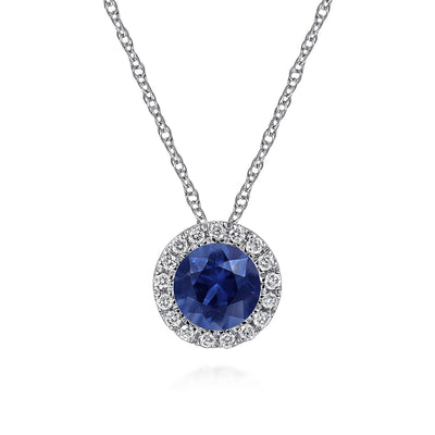 Gabriel & Co. 14k White Gold Sapphire and Diamonds Necklace – NK2824W45SA