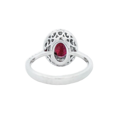 Little Treasury 14k White Gold Double Halo Ruby and Diamond Ring – 278001
