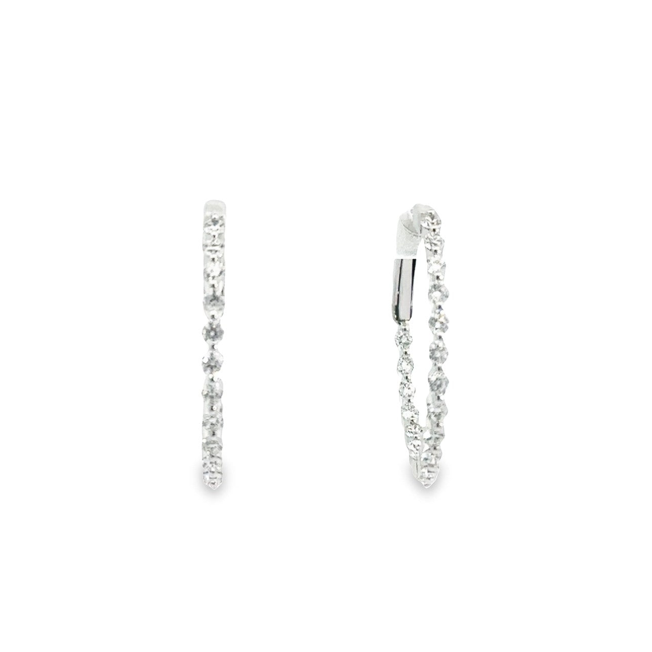 GBC 14k White Gold Round Diamond Hoop Earrings – 24380495