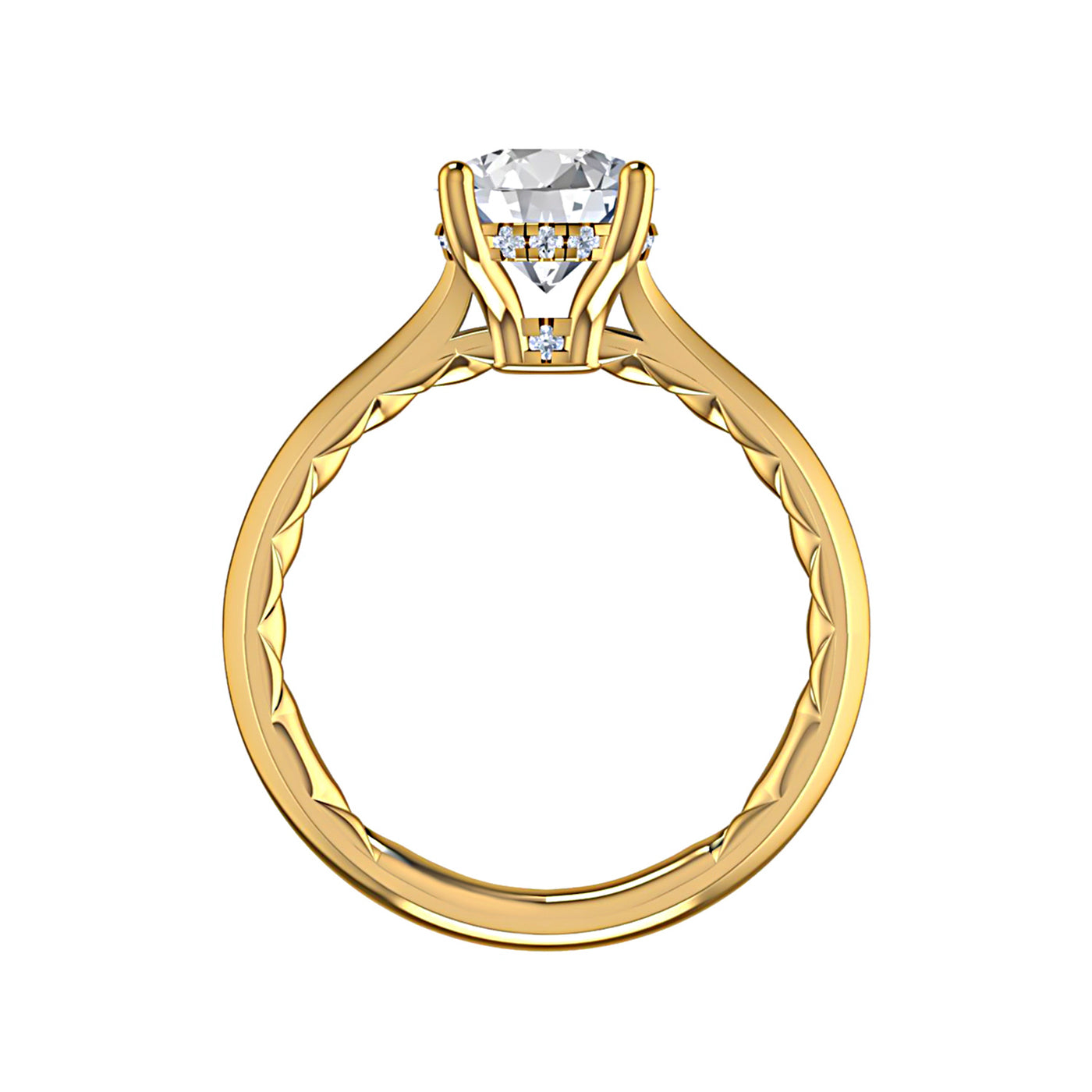 A.Jaffe 14k Yellow Gold Round Hidden Halo Diamond Semi-Mount Engagement Ring – ME2211Q/156