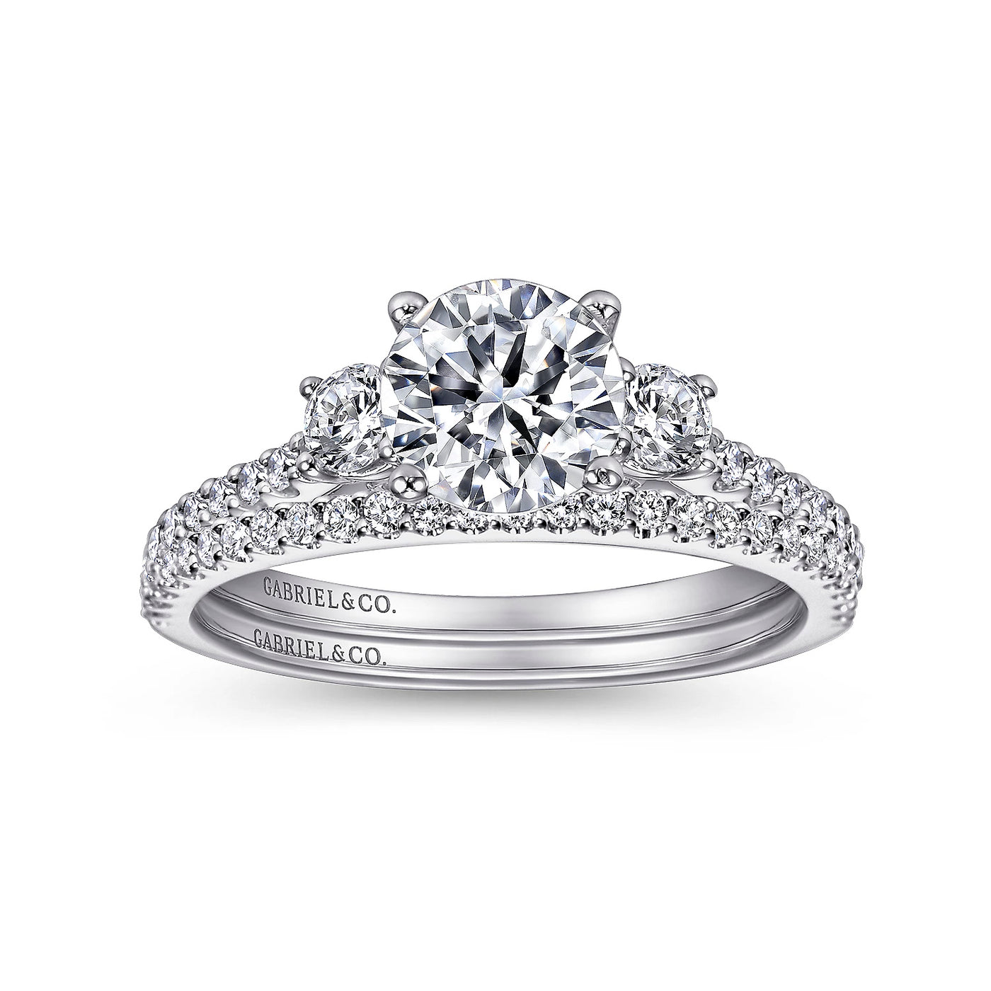 Gabriel & Co. 14k White Gold Three Stone Diamond Semi-Mount Engagement Ring – ER7296W44JJ.CSCZ