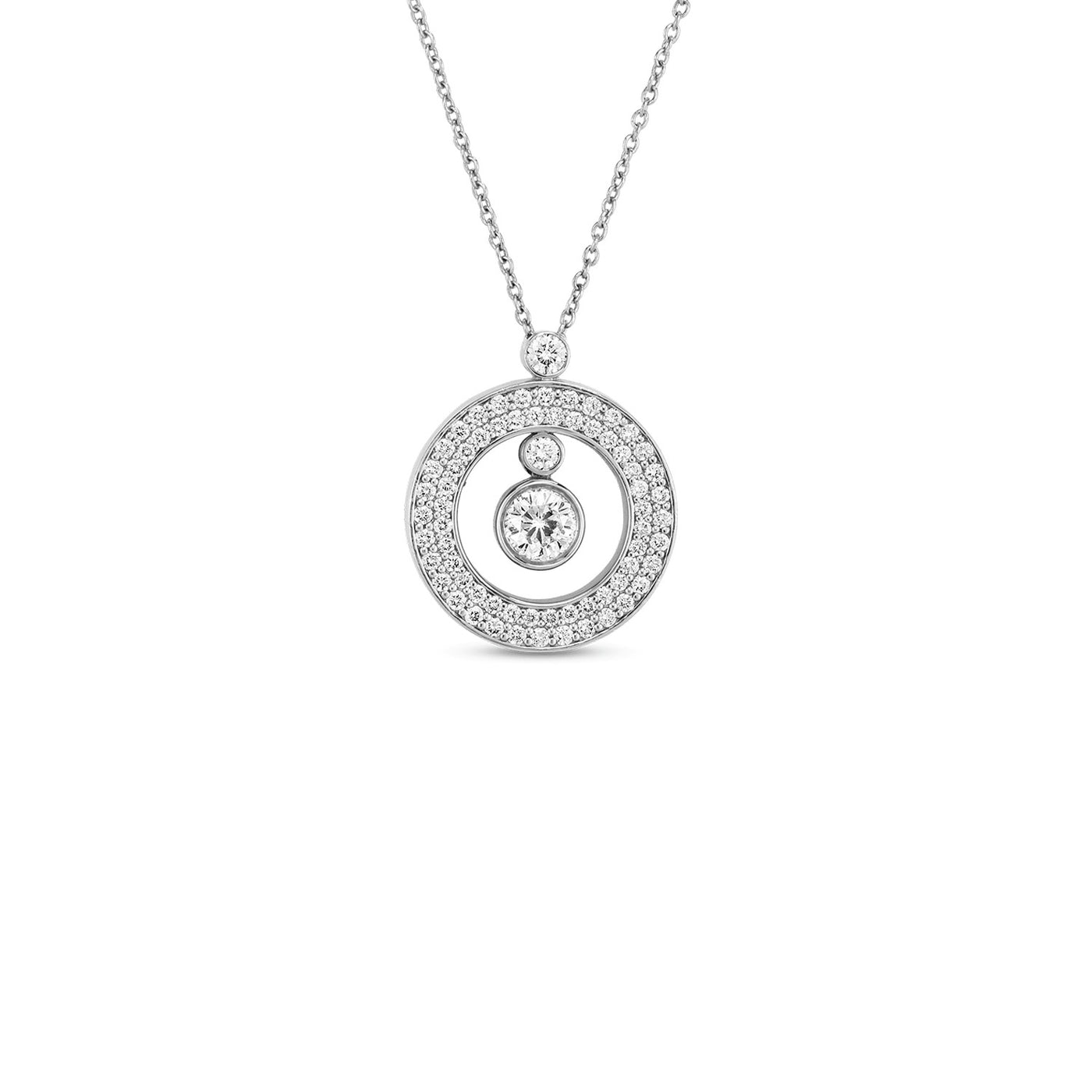 Roberto Coin 18k White Gold Classic Diamond Pave Mini O Necklace – 999088AWPD060