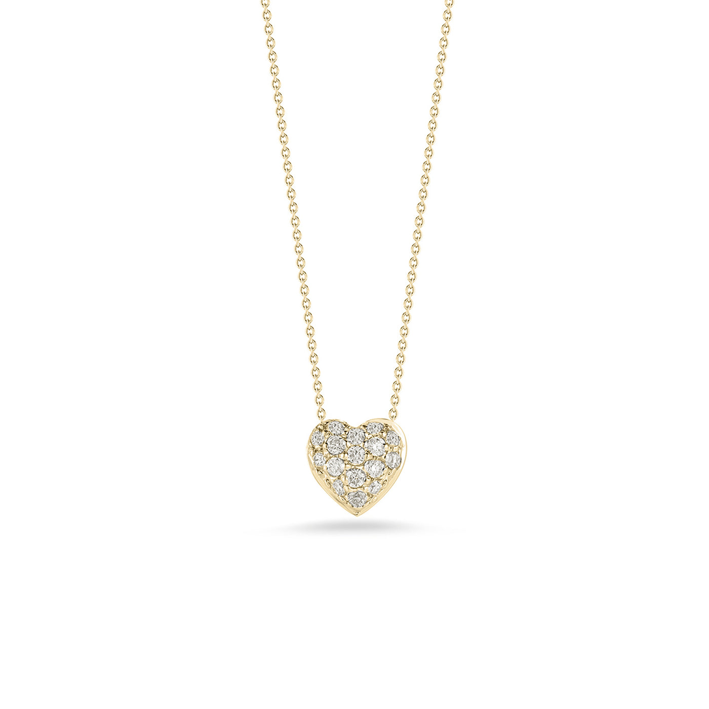 Roberto Coin 18k Yellow Gold Tiny Treasures Diamond Puffed Heart Pendant Necklace – 001549AYCHX0