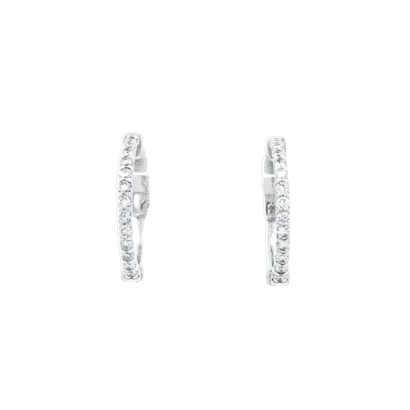 Heera Moti 14k White Gold Round Diamond Hoop Earrings – EDD6806-301