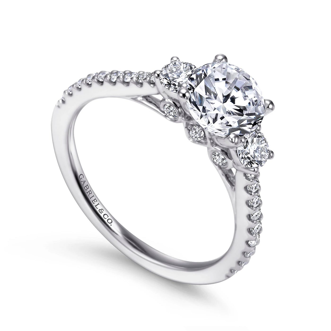 Gabriel & Co. 14k White Gold Three Stone Diamond Semi-Mount Engagement Ring – ER7296W44JJ.CSCZ
