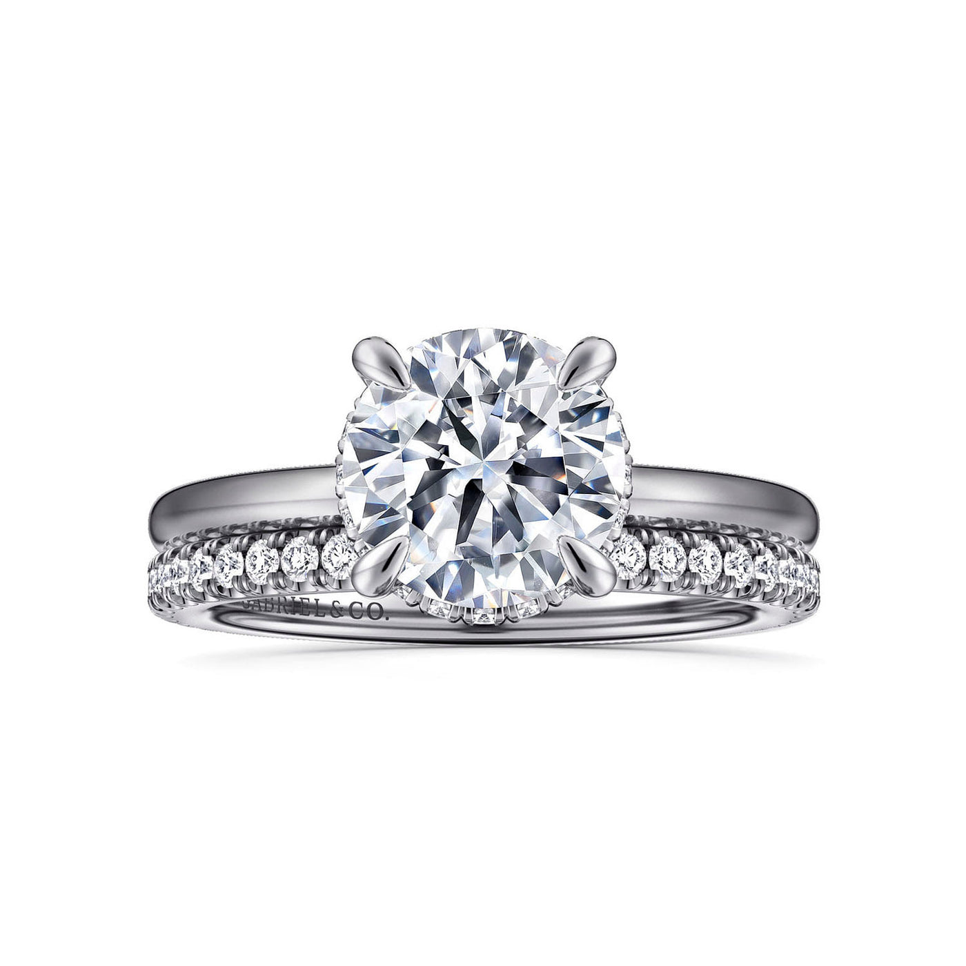 Gabriel & Co. 14k White Gold Round Hidden Halo Diamond Semi-Mount Engagement Ring – ER16061R8W44JJ.CSCZ