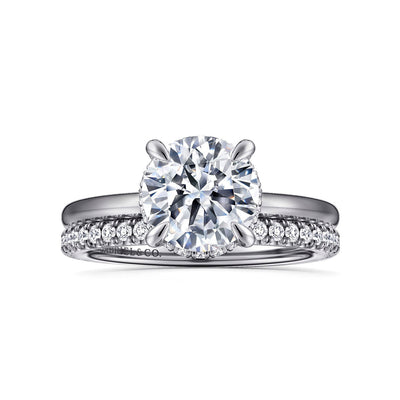 Gabriel & Co. 14k White Gold Round Hidden Halo Diamond Semi-Mount Engagement Ring – ER16061R8W44JJ.CSCZ