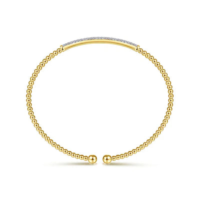 Gabriel & Co. 14k Yellow Gold Beaded Diamond Bangle Bracelet – BG4262-62Y45JJ