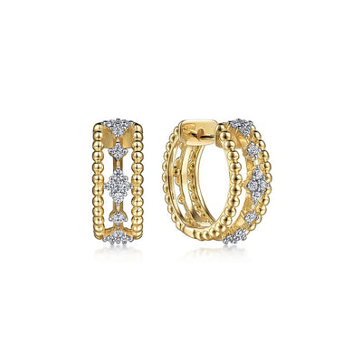 Gabriel & Co. 14k Yellow Gold Bujukan Round Diamond Huggie Earrings – EG14599Y45JJ