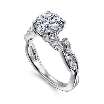 Gabriel & Co. 14k White Gold Floral Round Diamond Semi-Mount Engagement Ring – ER16195R6W43JJ.CSCZ