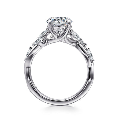 Gabriel & Co. 14k White Gold Floral Round Diamond Semi-Mount Engagement Ring – ER16195R6W43JJ.CSCZ