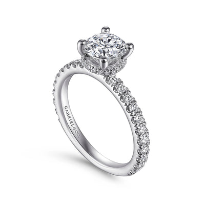 Gabriel & Co. 14k White Gold Round Hidden Halo Diamond Semi-Mount Engagement Ring – ER14649R4W44JJ.CSCZ