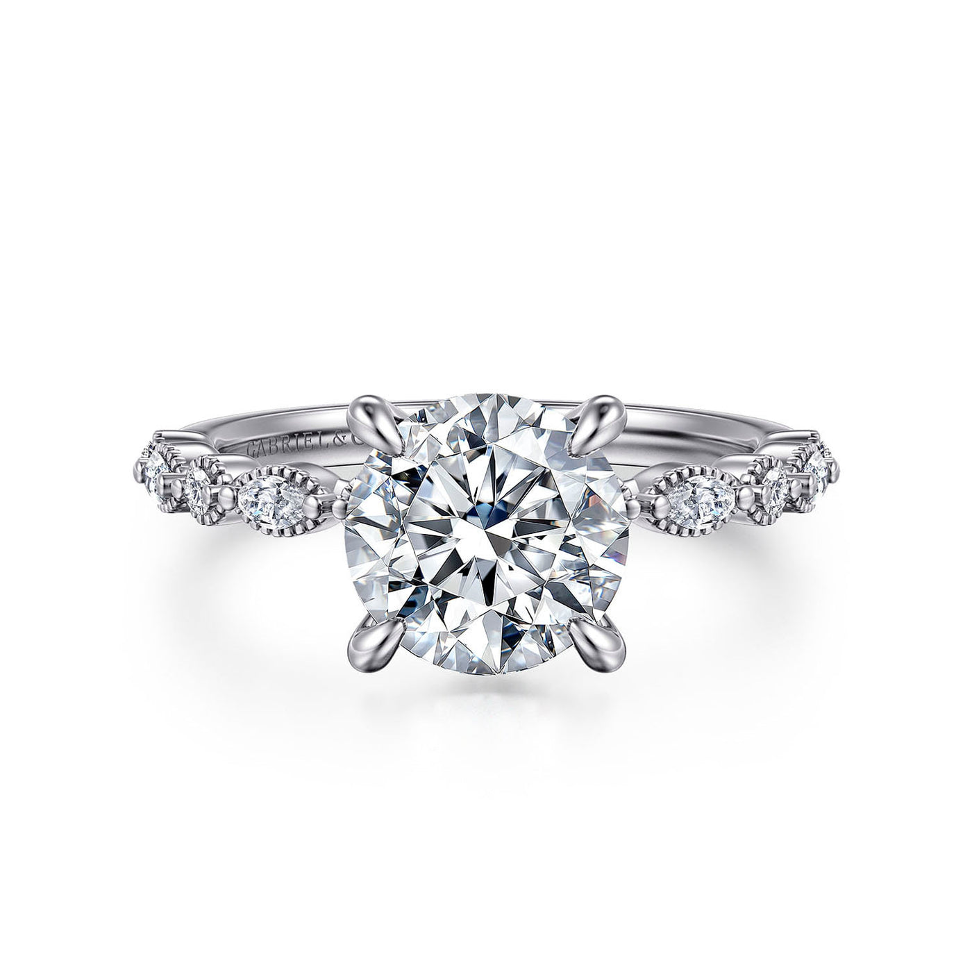 Gabriel & Co. 14k White Gold Round Diamond Semi-Mount Engagement Ring – ER16233R8W44JJ.CSCZ