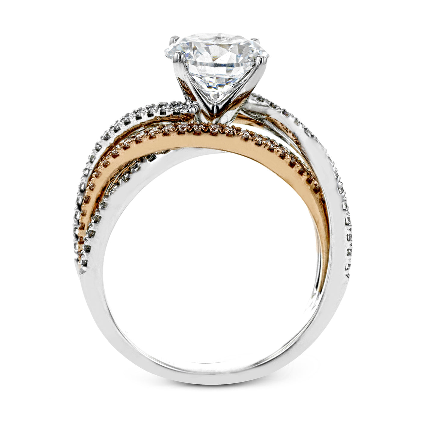 Simon G 18k White & Rose Gold Round Contemporary Diamond Semi-Mount Engagement Ring – LR2125
