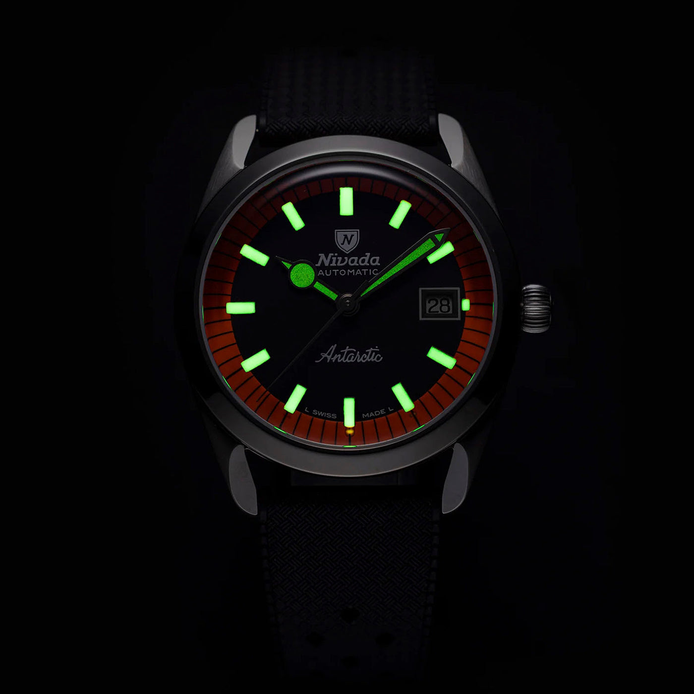 Nivada Grenchen Super Antarctic Black and Orange Automatic
