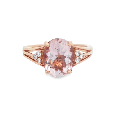 Little Treasury 14k Rose Gold Morganite and Diamonds Contemporary Ring – 306819