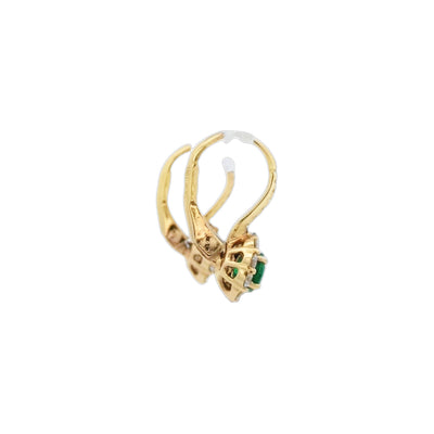 Tosco International 14k Yellow Gold Halo Diamonds with Emeralds Round Drop Earrings – ER1236