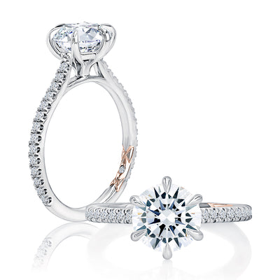 A.Jaffe 14k White Gold Round Pavé Diamond Semi-Mount Engagement Ring – MECRD2743/229